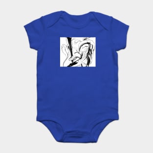 Plant in Blue Marker - Leaf of Life Miracle Leaf - White on Black Baby Bodysuit